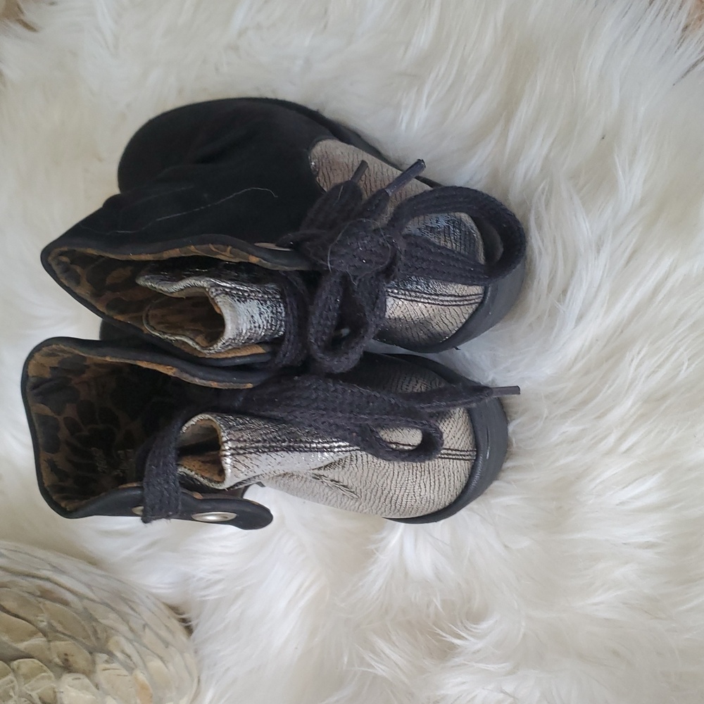 Fly London black silver wedge suade shoe size 39 - Picture 6 of 14